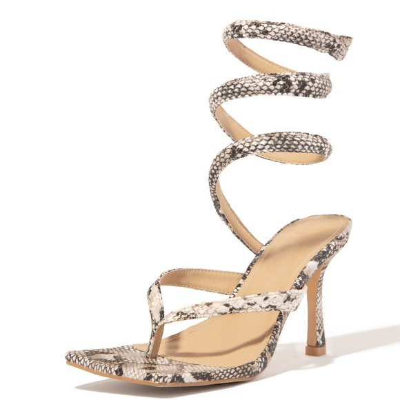 NEW๐ฅ Snake Thong Open Toe Coil Ankle Strap Sandal - Picture 3 of 7